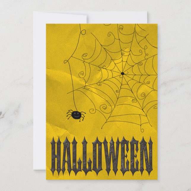Invitación Halloween de arañas y telarañas espeluznantes (Anverso)