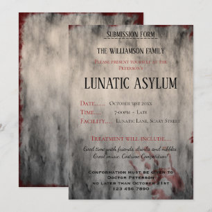 Invitación Halloween de asilo lunático