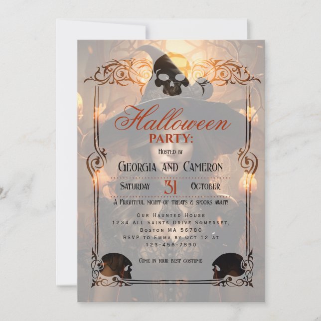 Invitación Halloween de bruja mística hermosa (Anverso)