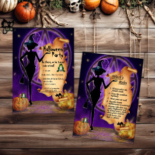 Invitación Halloween de bruja negra