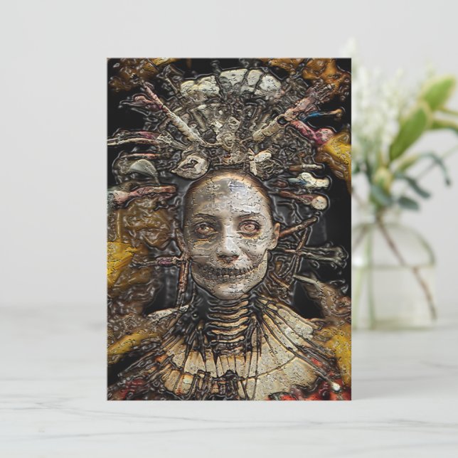 Invitación Halloween de bruja oscura (Anverso de pie)