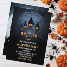 Halloween De Calabaza Con Casa Y Luna Atrapadas