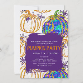 Invitación Halloween de Calabaza Opal purpurina