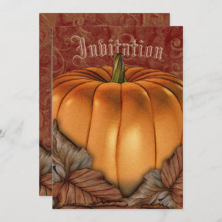 Invitación Halloween de calabaza otoñal o fiesta de otoño