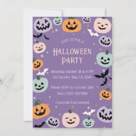 Invitación Halloween de calabaza Purple Pastel