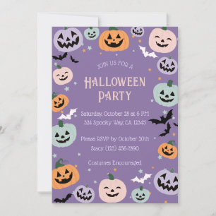 Invitación Halloween de calabaza Purple Pastel