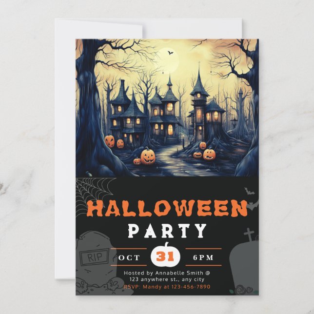Invitación Halloween de calabazas enmohecidas (Anverso)