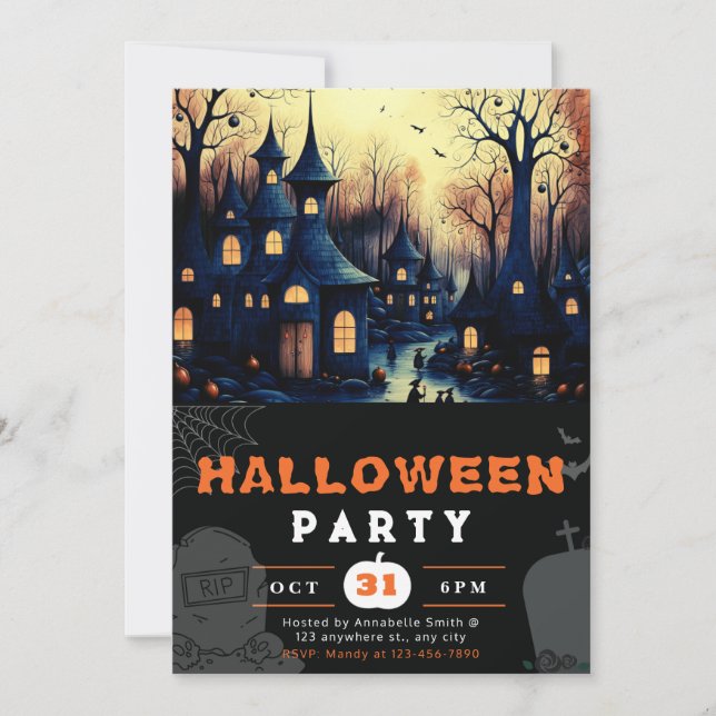 Invitación Halloween de calabazas enmohecidas (Anverso)