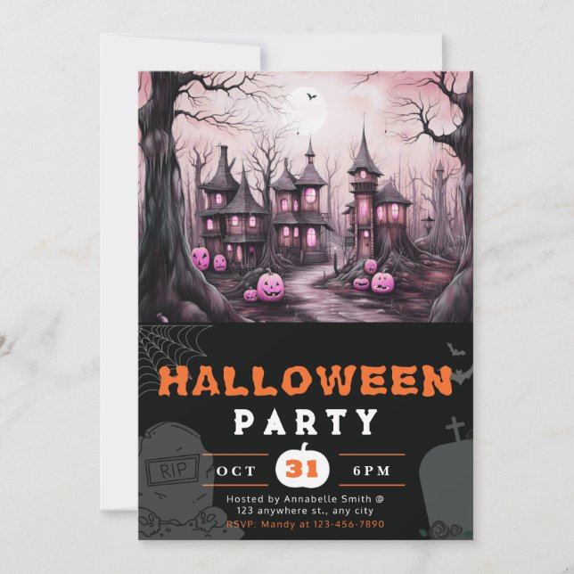 Invitación Halloween de calabazas enmohecidas (Anverso)