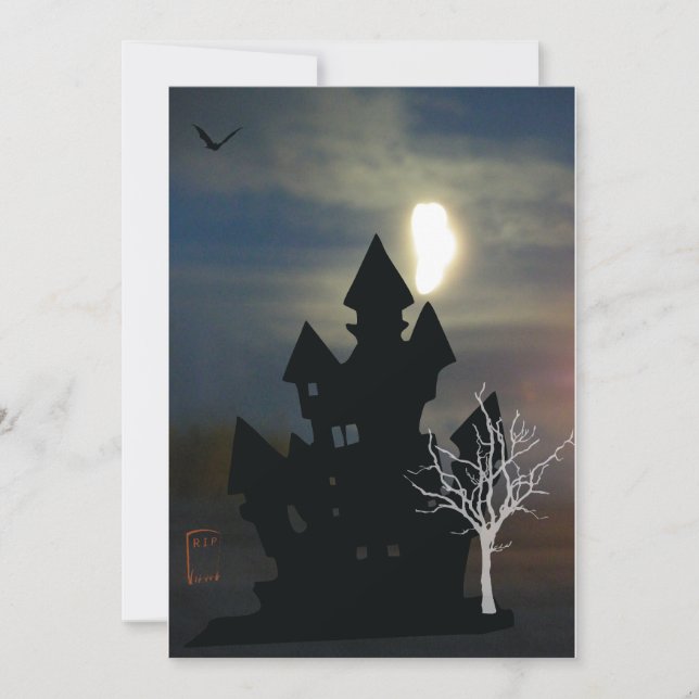 Invitación Halloween de casa embrujada (Anverso)