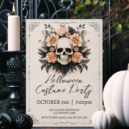 Invitación Halloween de cráneo vintage