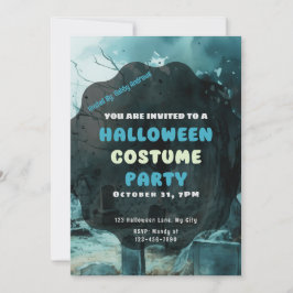 Invitación Halloween de Crepúsculo Pero Hermoso Cementerio