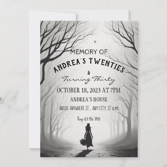 Invitación Halloween de cumpleaños del chica de nuez húmeda (Anverso)