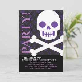 Invitación Halloween de diseño, cráneo negrita