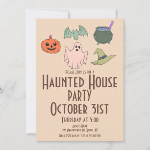 Invitación Halloween de época encorvada mano de casa
