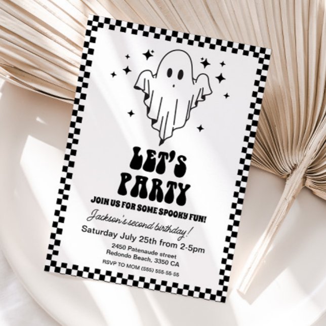 Invitación Halloween de fantasía Hagamos fiesta a cualquier e (Ghost birthday invitation, halloween birthday party, ghost party, Let's party)