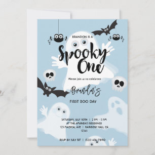 Invitación Halloween de fantasmas de cumpleaños 1 lindo