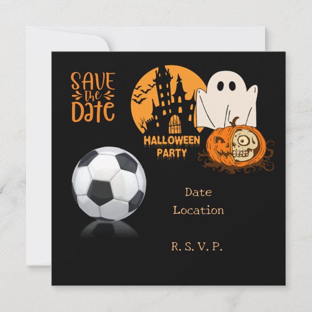 Invitación Halloween de fútbol para jugador (Anverso)