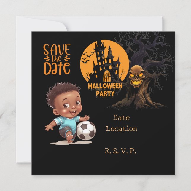 Invitación Halloween de fútbol para jugador (Anverso)