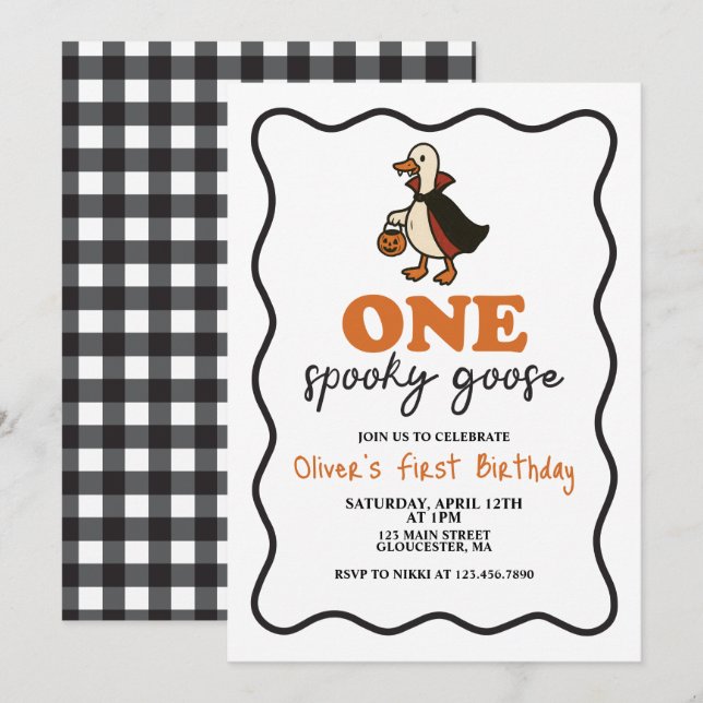 Invitación Halloween de ganso espeluznante (Anverso / Reverso)