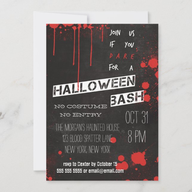Invitación Halloween de Guay Splatter Chalkboard (Anverso)