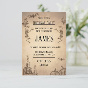 Invitación Halloween de Ilustracion Beige Brown