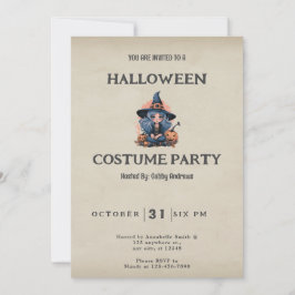 Invitación Halloween de la bruja azul del bonito