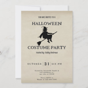 Invitación Halloween de la Bruja Voladora Clásica