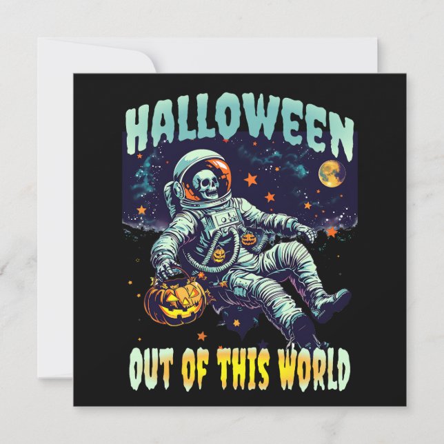 Invitación Halloween de la Calabaza Astronauta 2024 (Anverso)