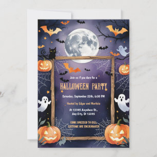 Invitación Halloween de la Calabaza de la Luna de Fantasma