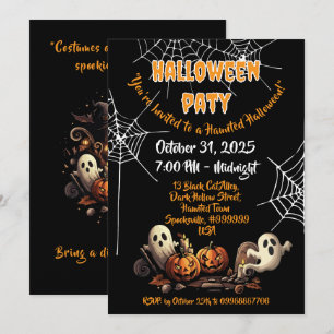 Invitación 👻 Halloween de la casa embrujada 🎃 🕷️