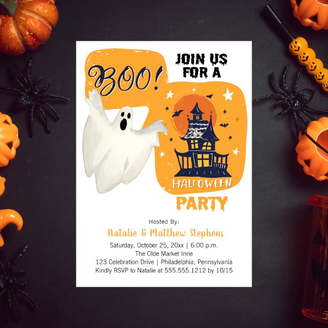 Invitación Halloween de la casa embrujada (Haunted House Ghost Halloween Party Invitation)
