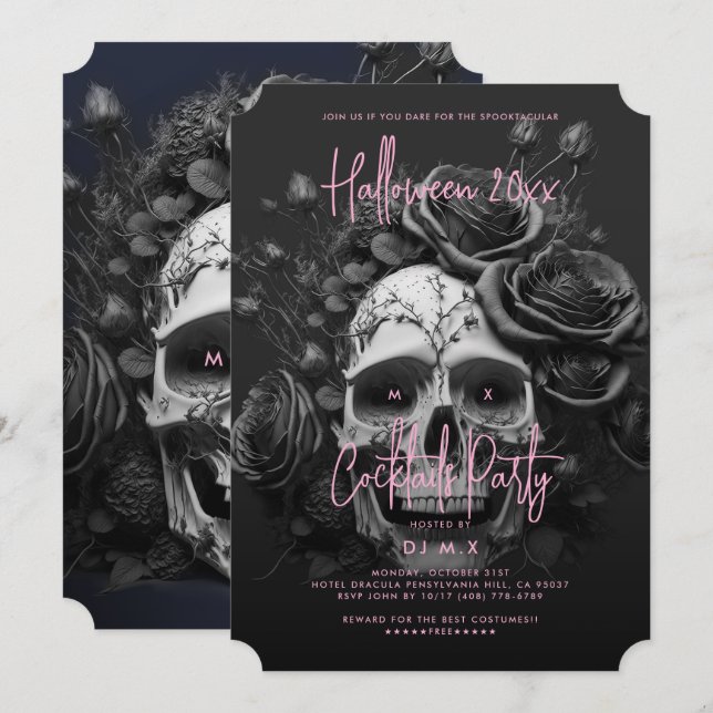 Invitación Halloween de la fiesta gótica retro para adultos S (Anverso / Reverso)