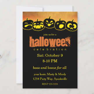 Invitación Halloween de la fila Jack-o-lantern