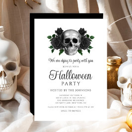 Invitación Halloween de la flor negra gótica floral