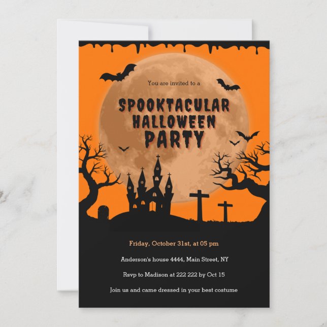 Invitación Halloween de la Naranja de la casa de Hauned (Anverso)