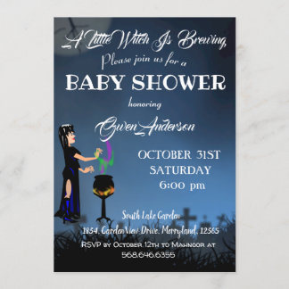Invitación Halloween de la pequeña bruja de Baby Shower