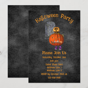 Invitación Halloween de la tumba de un hombre calabaza