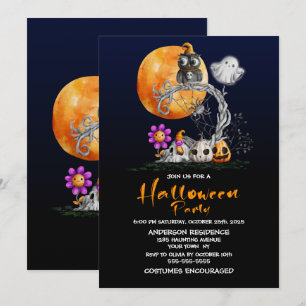 Invitación Halloween de Lechuza Luna Llena