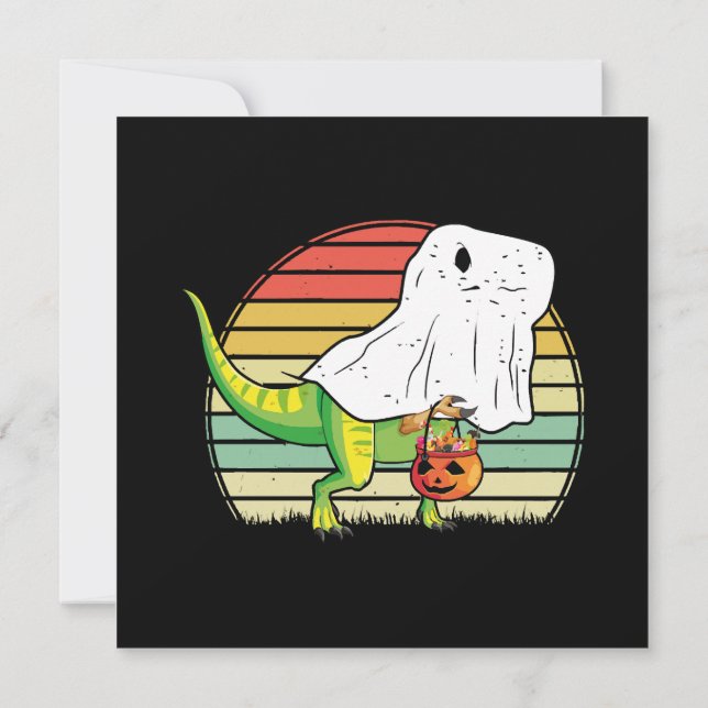 Invitación Halloween de los famosos fantasmas dinosaurios (Reverso)