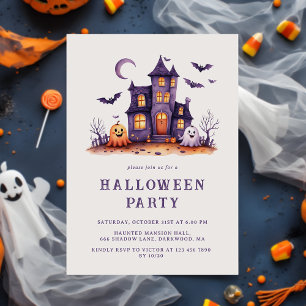 Invitación Halloween de los niños de la casa embrujados y asu