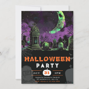 Invitación Halloween de luna de luna de cielo nocturno espelu
