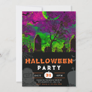 Invitación Halloween de luna de luna de cielo nocturno espelu