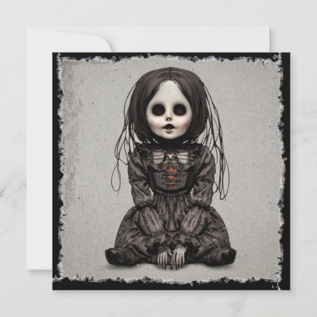 Invitación Halloween de muñecas supercreepas (Anverso)