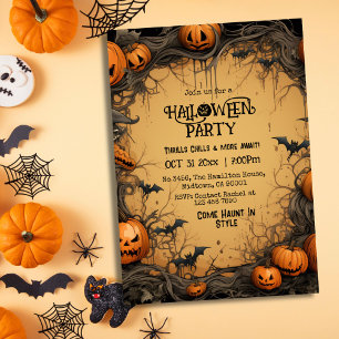 Invitación Halloween de murciélago vintage de Jack-O-Lantern