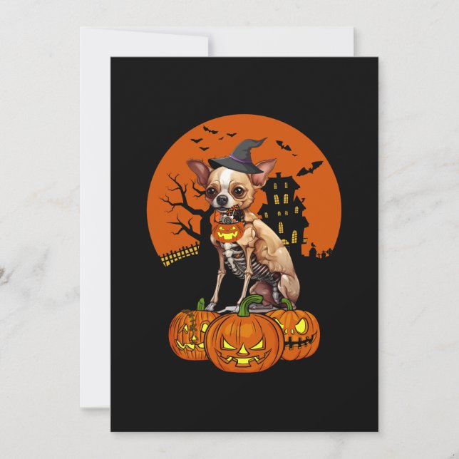 Invitación Halloween de perros chihuahua (Anverso)