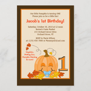 Invitación Halloween de primer cumpleaños de bebé de calabaza