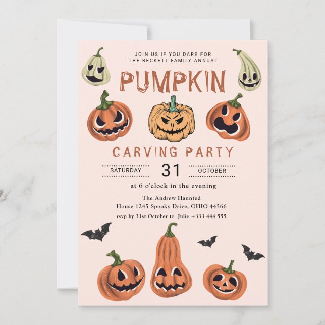 Invitación Halloween de PUMPKIN (Anverso)