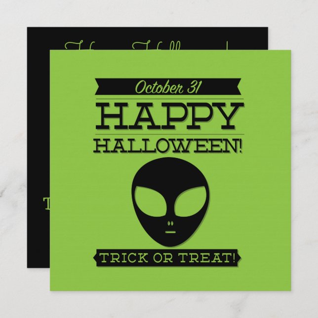 Invitación Halloween de retro tipográfico (Anverso / Reverso)