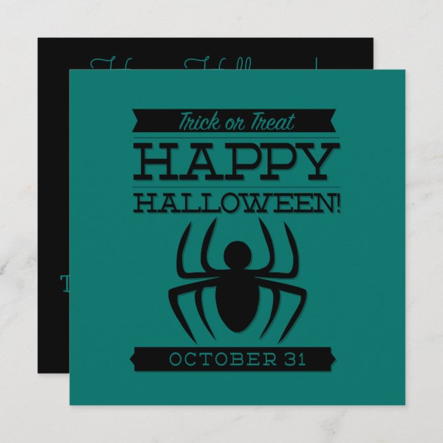 Invitación Halloween de retro tipográfico (Anverso / Reverso)